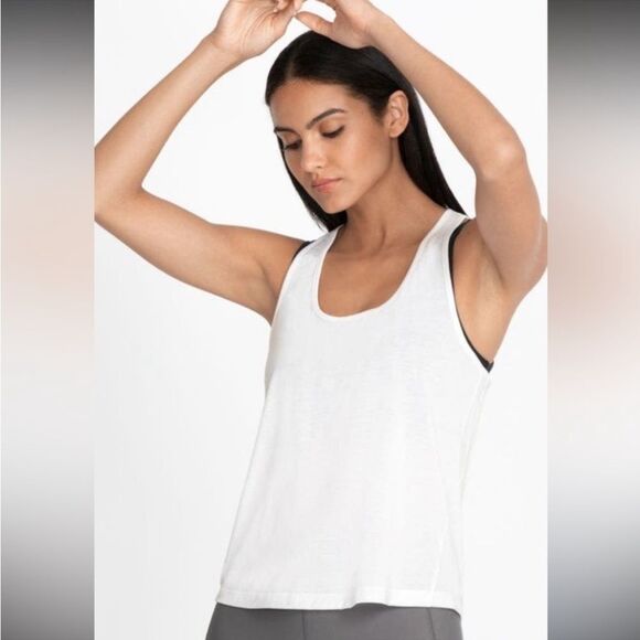 Johnny Was Calme Effect Racerback Tank In White - Picture 1 of 4